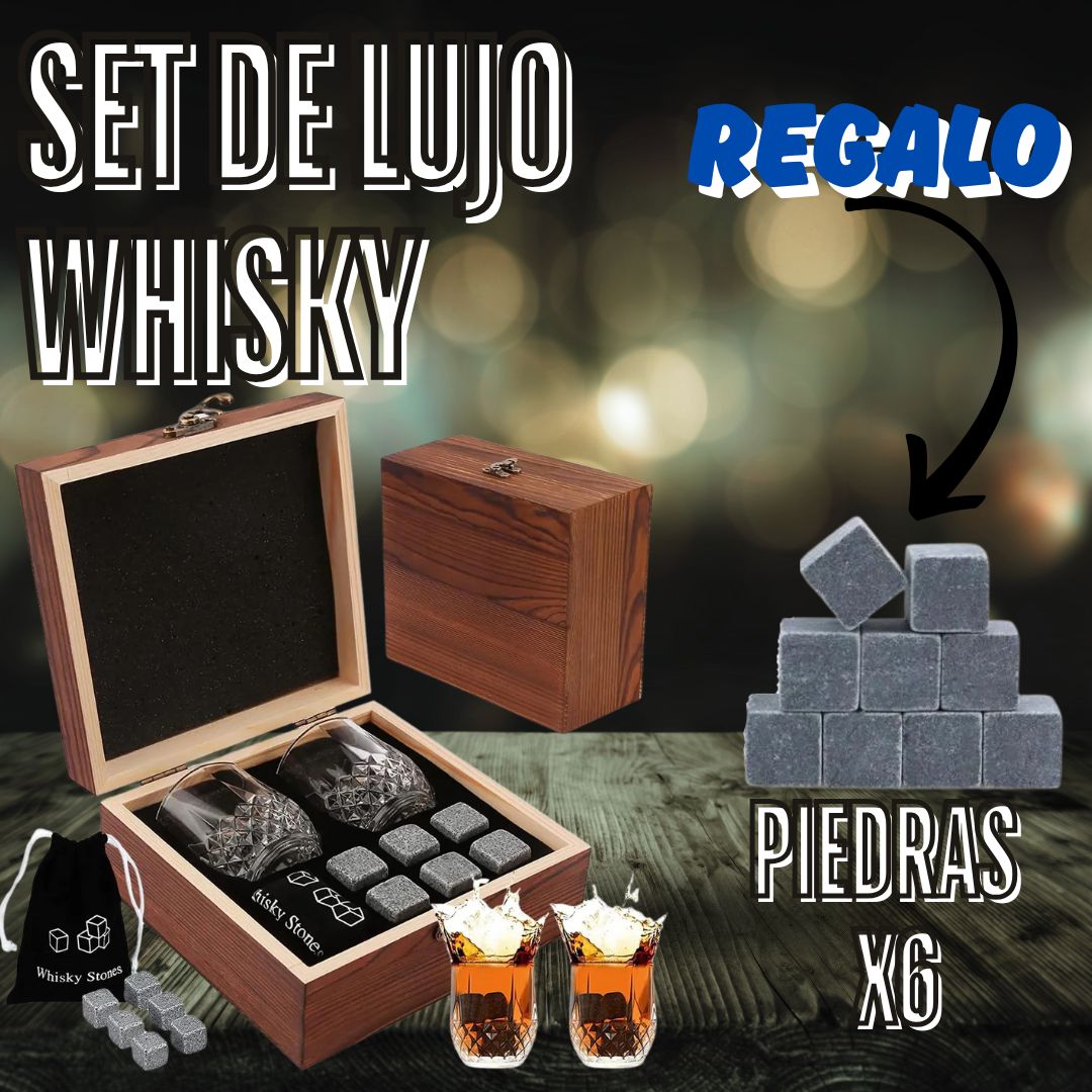 SET DE WHISKY  VASOS  PIEDRAS + REGALO
